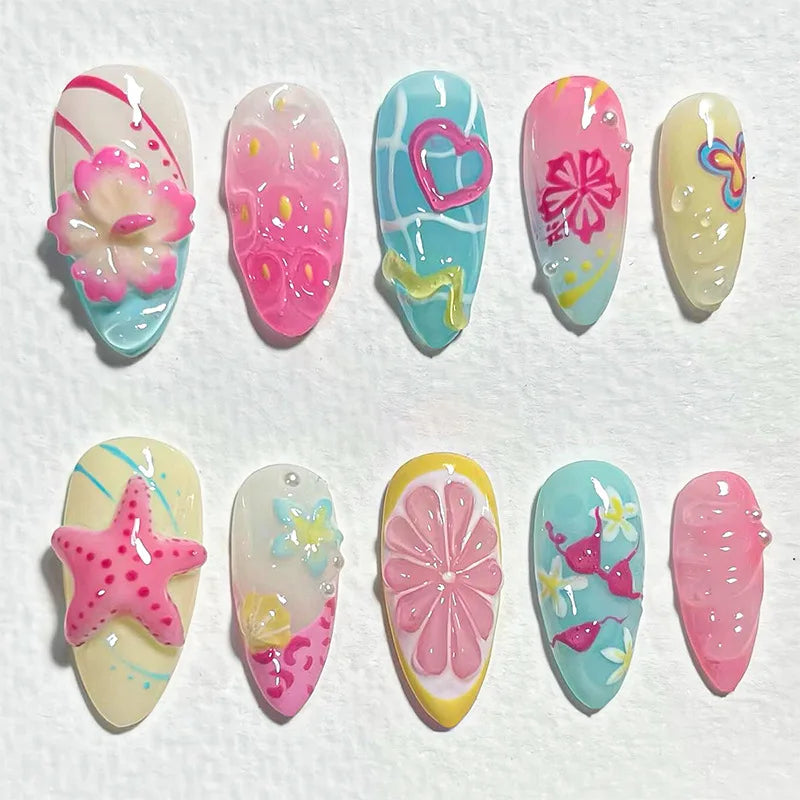 Summer Full-Cover Press-On Nails