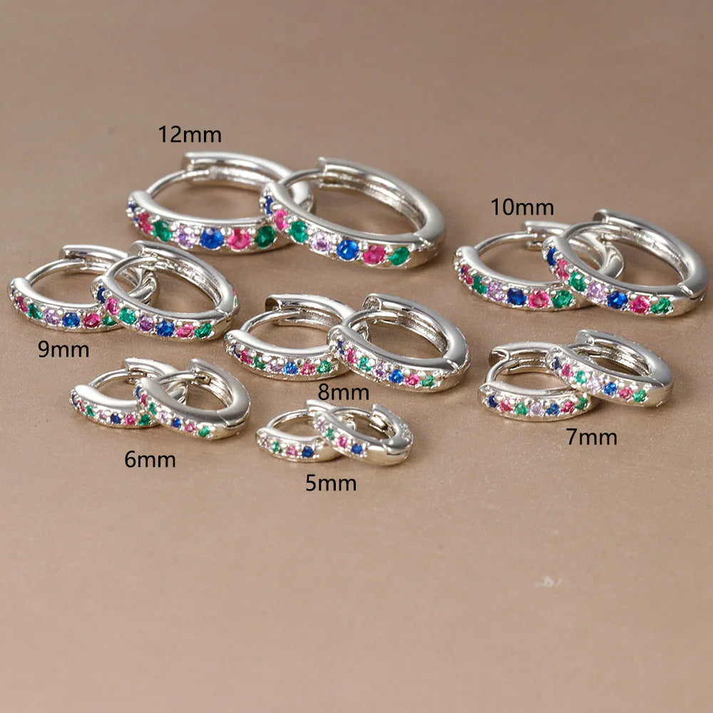 Small Gold Hoop Earrings with Crystals