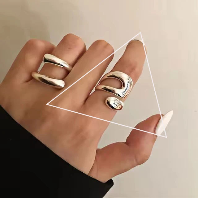 Punk Hollow Line Sterling Silver Ringtable  Jewelry