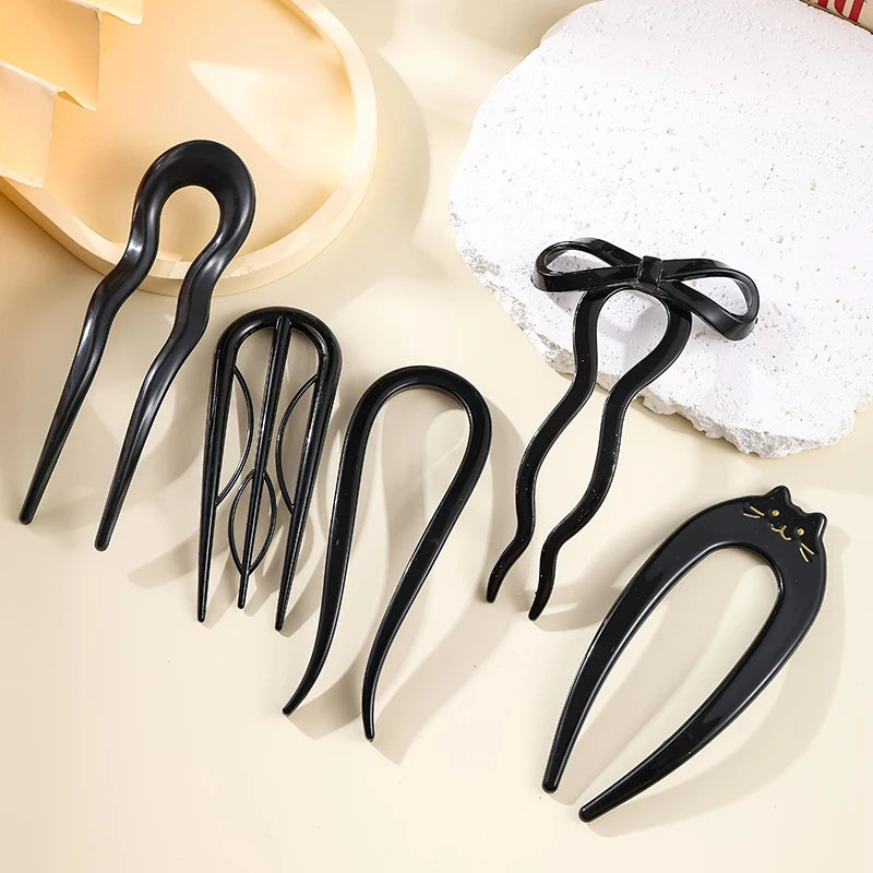 Elegant Tortoiseshell U-Shaped Hair Fork