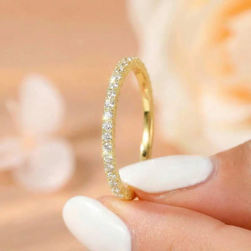 Dainty Silver Pavé Eternity Band