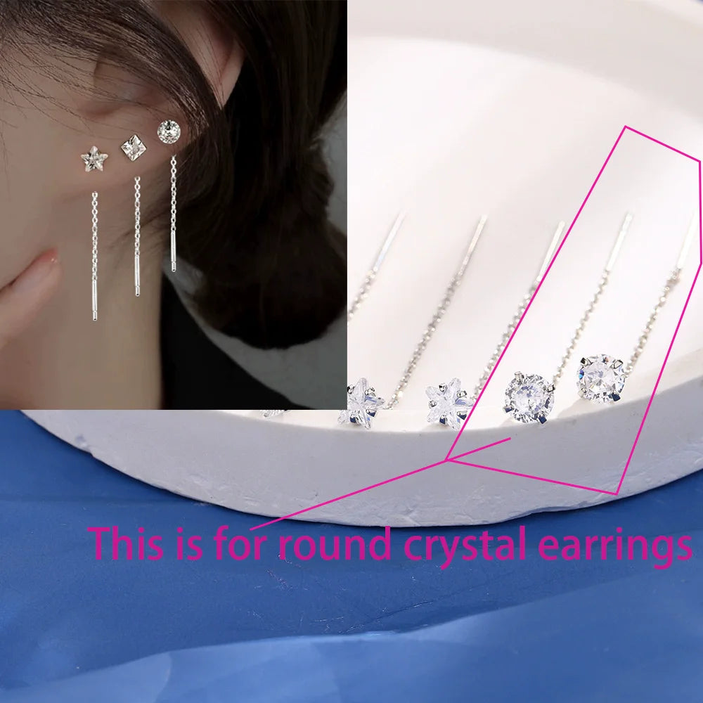 Minimalist Silver Star Tassel Chain Earrings