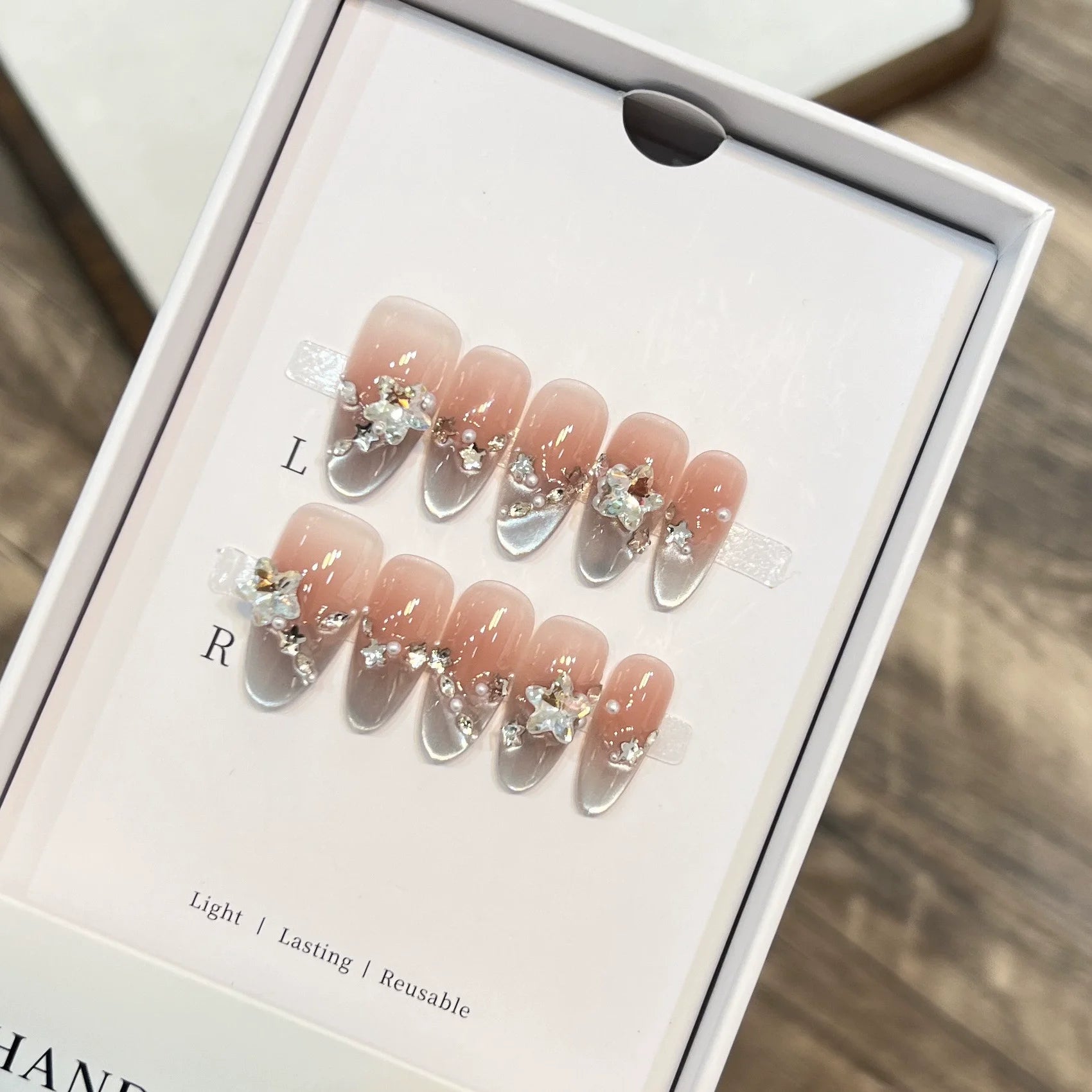 Light Blue Bow Press-On Nails