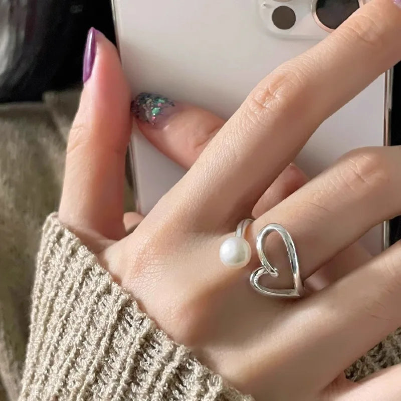 Korean Style Silver Heart Stackable Ring