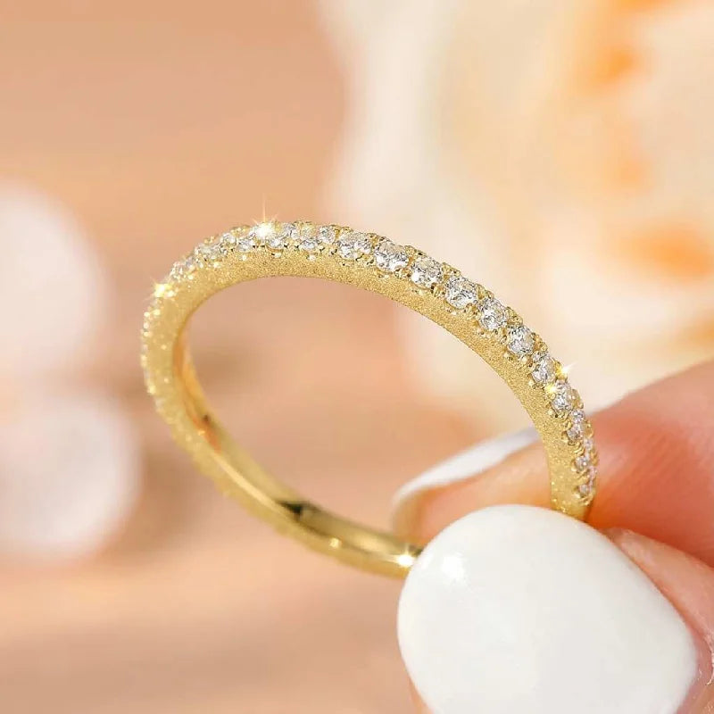 Dainty Silver Pavé Eternity Band