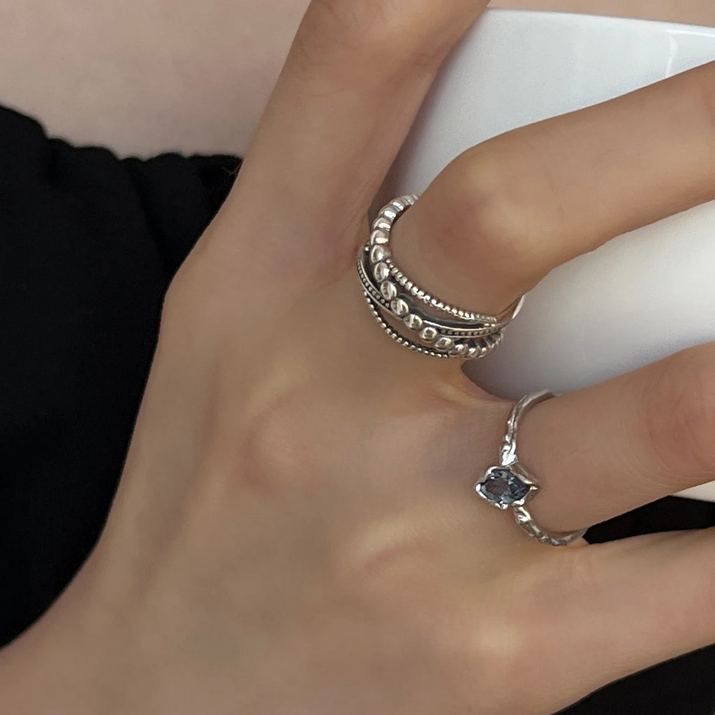 Punk Hollow Line Sterling Silver Ringtable  Jewelry