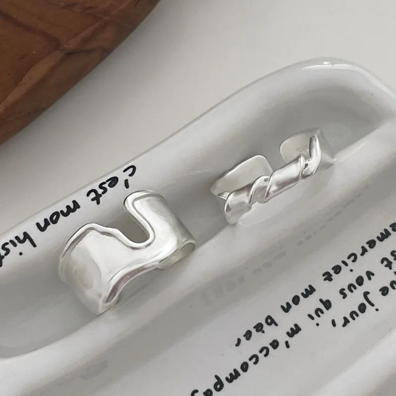 Punk Hollow Line Sterling Silver Ringtable  Jewelry