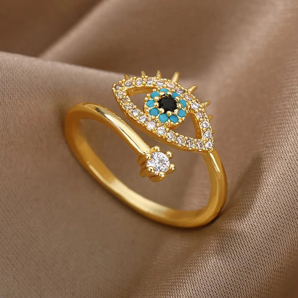 Luxury Zircon Evil Eye Adjustable Ring