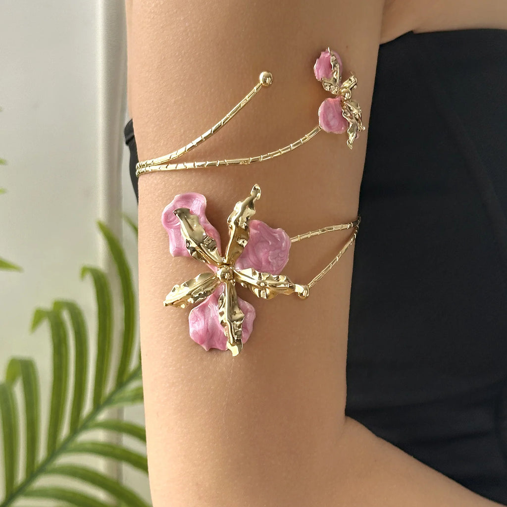 Boho Enamel Flower Open Armlet