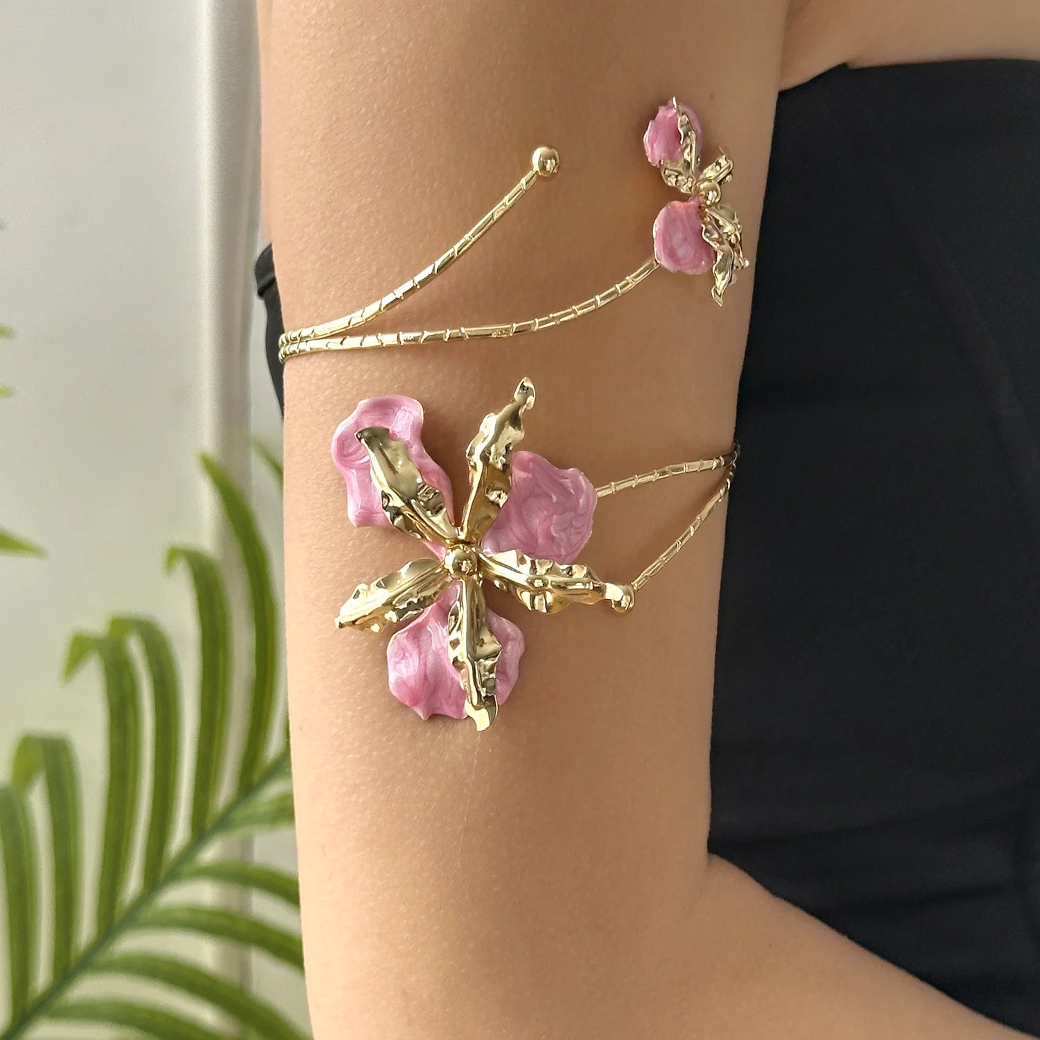 Boho Enamel Flower Open Armlet