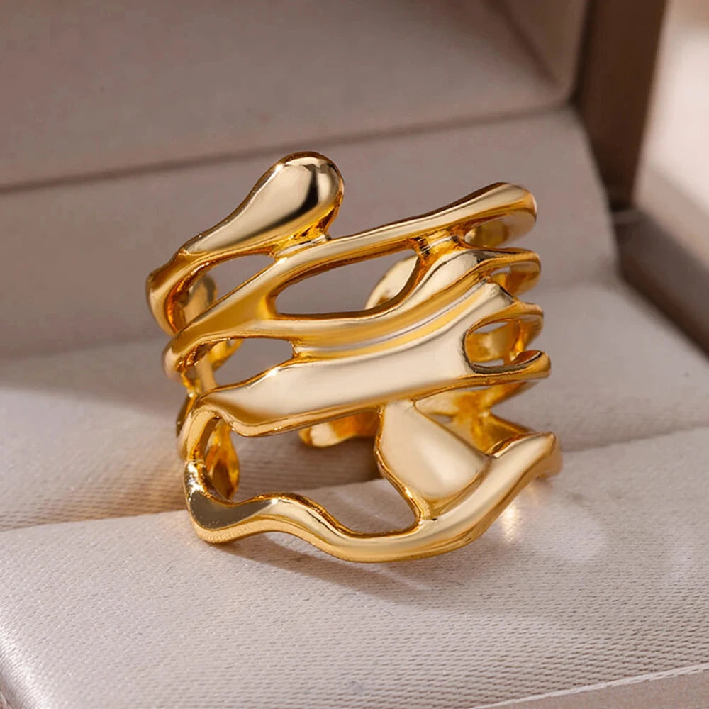 Chunky Geometric Stainless Steel Ring