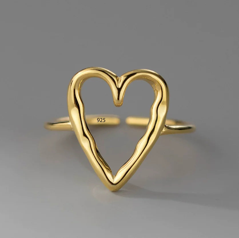 Korean Style Silver Heart Stackable Ring