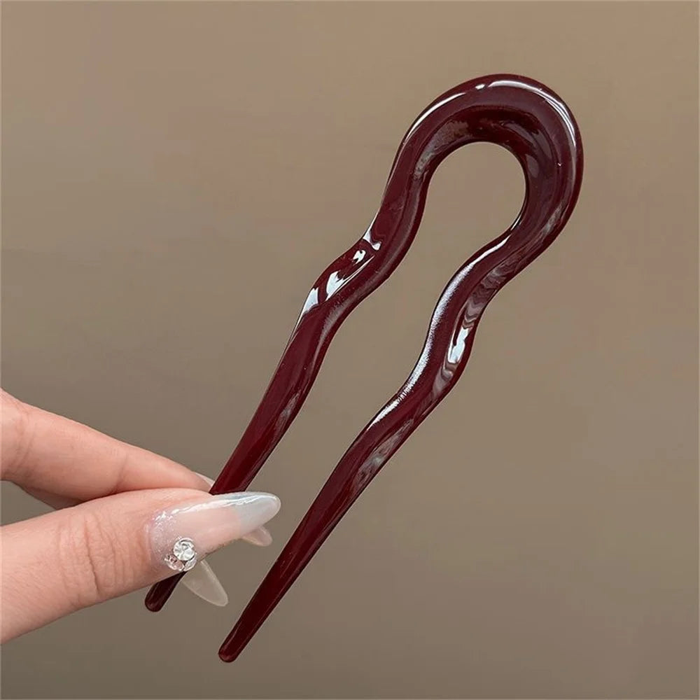 Elegant Tortoiseshell U-Shaped Hair Fork