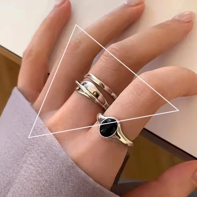 Punk Hollow Line Sterling Silver Ringtable  Jewelry