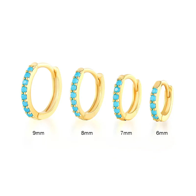 Small Gold Hoop Earrings with Crystals