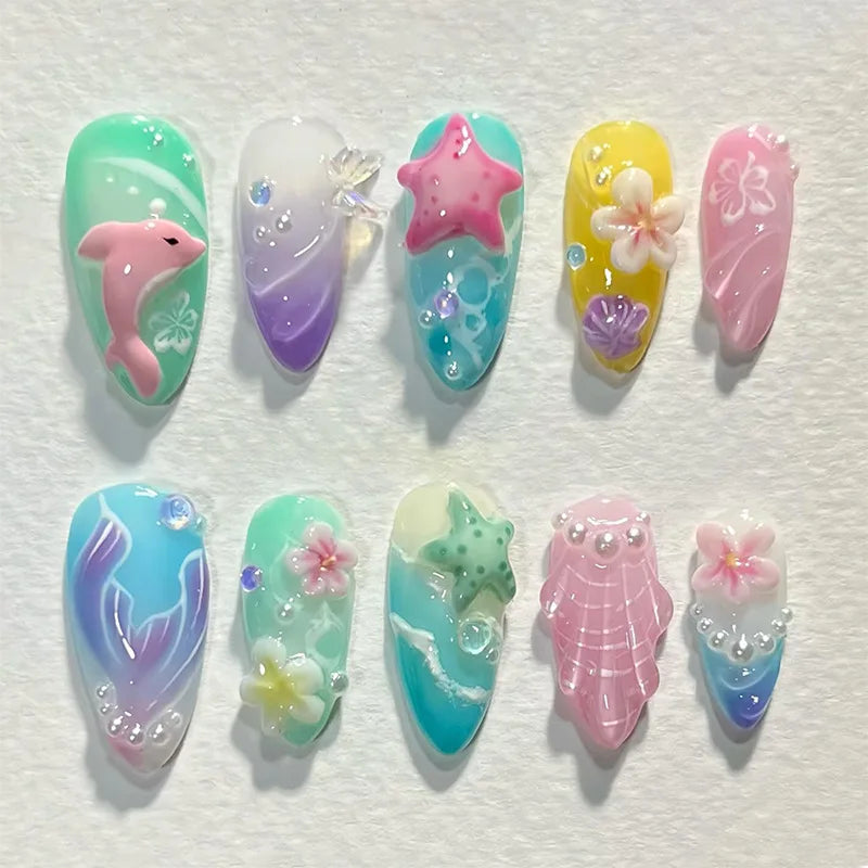 Summer Full-Cover Press-On Nails