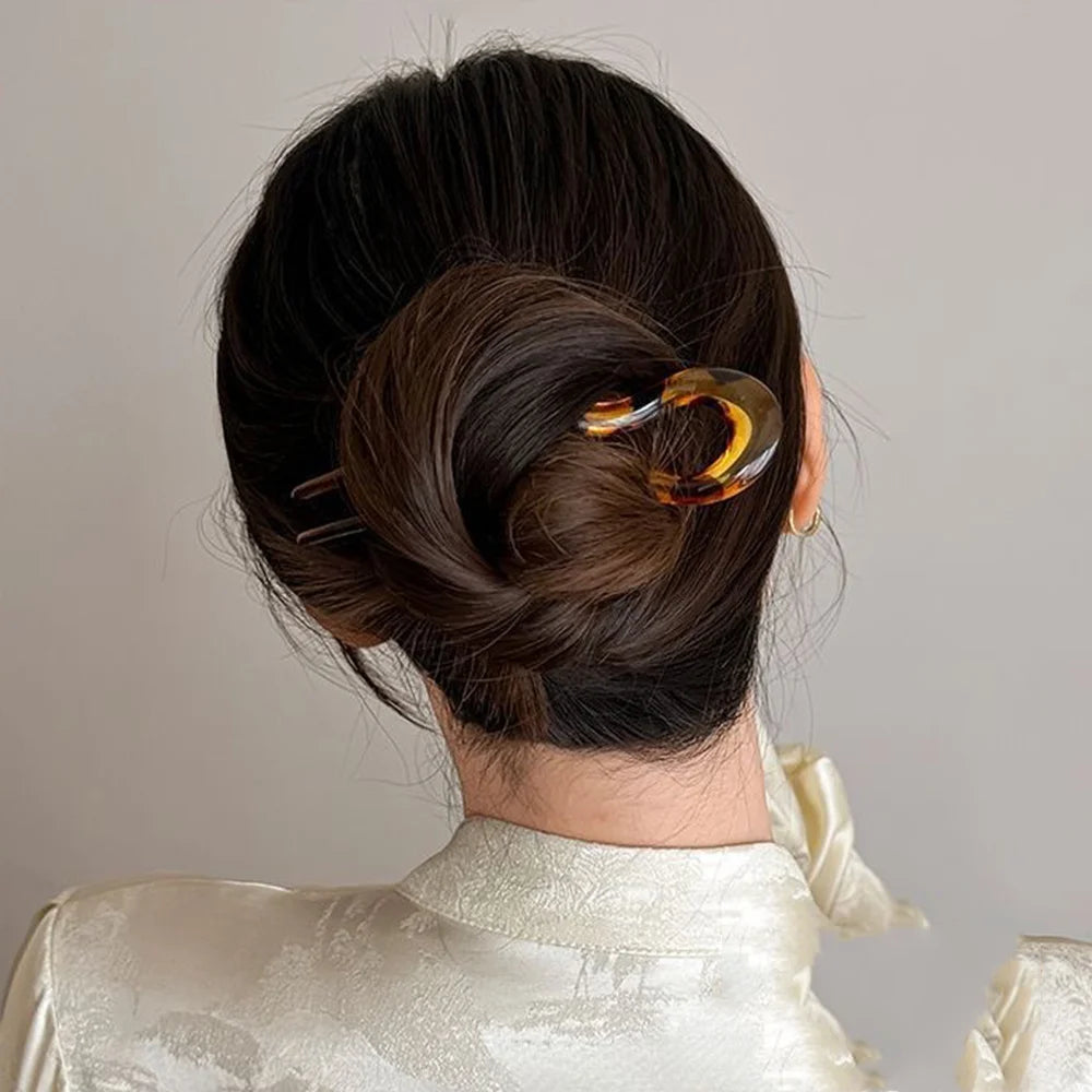 Elegant Tortoiseshell U-Shaped Hair Fork