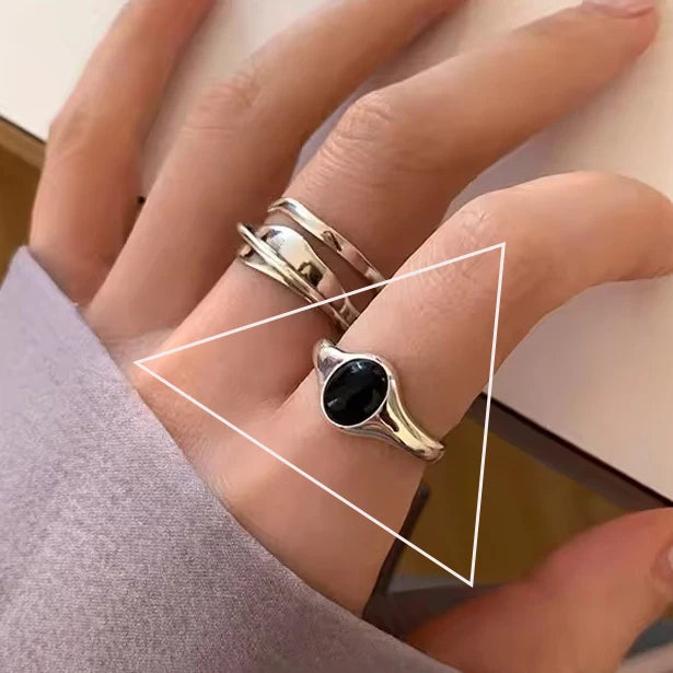 Punk Hollow Line Sterling Silver Ringtable  Jewelry