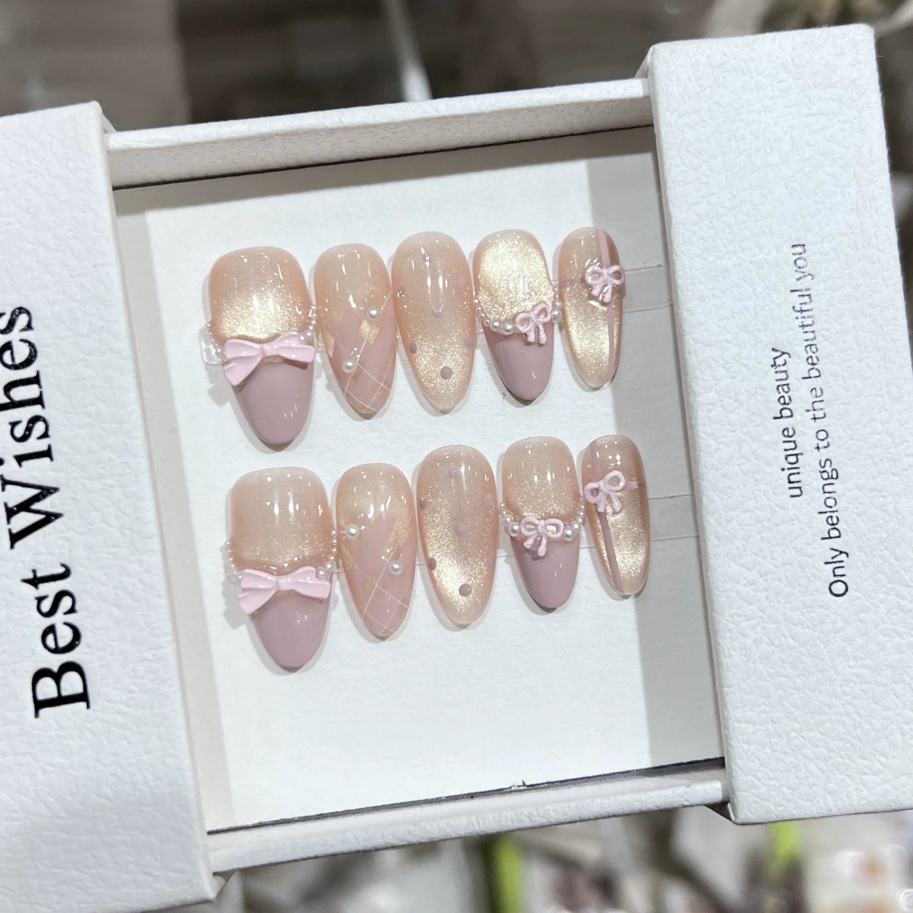 Light Blue Bow Press-On Nails