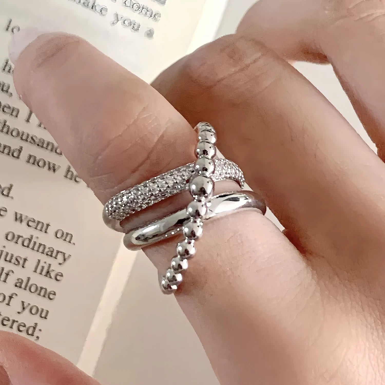 Korean Style Silver Heart Stackable Ring