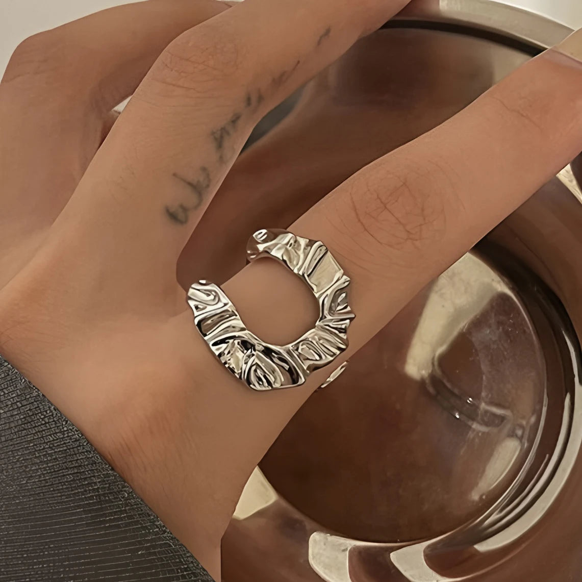 Korean Style Silver Heart Stackable Ring