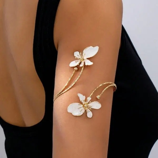 Boho Enamel Flower Open Armlet