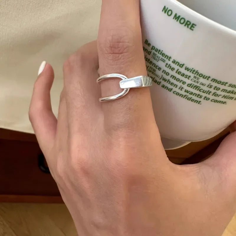 Punk Hollow Line Sterling Silver Ringtable  Jewelry
