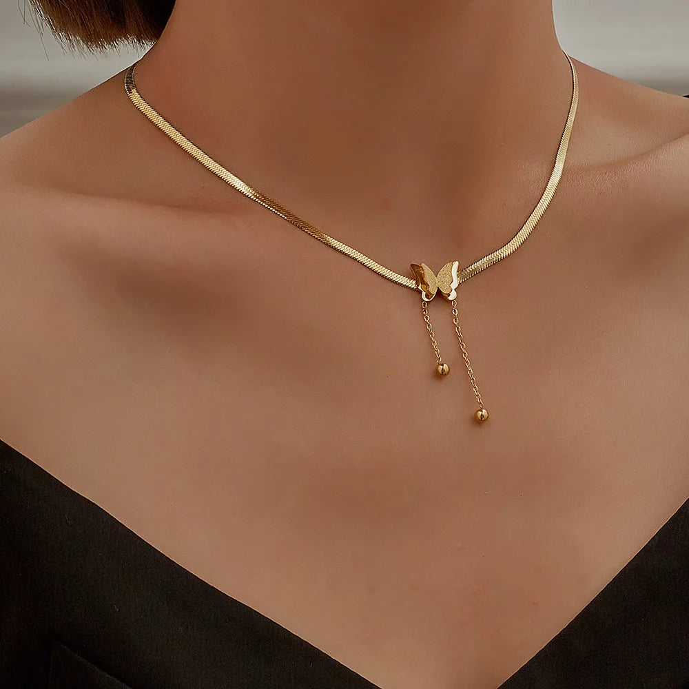 Vintage Gold Butterfly Snake Chain Choker
