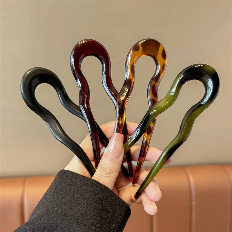 Elegant Tortoiseshell U-Shaped Hair Fork