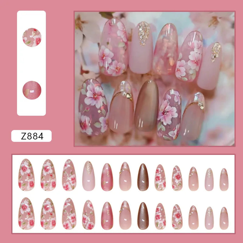 Cat-Eye Peach Blossom Nails