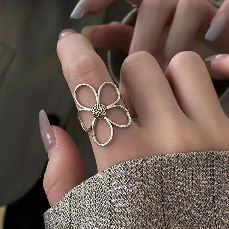 Punk Hollow Line Sterling Silver Ringtable  Jewelry