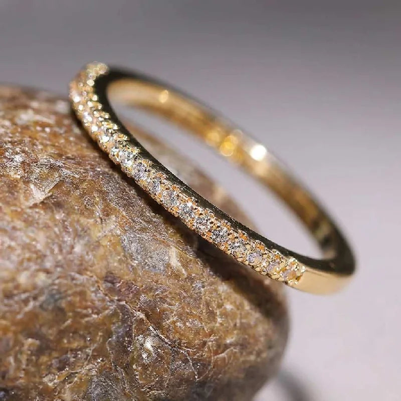 Dainty Silver Pavé Eternity Band