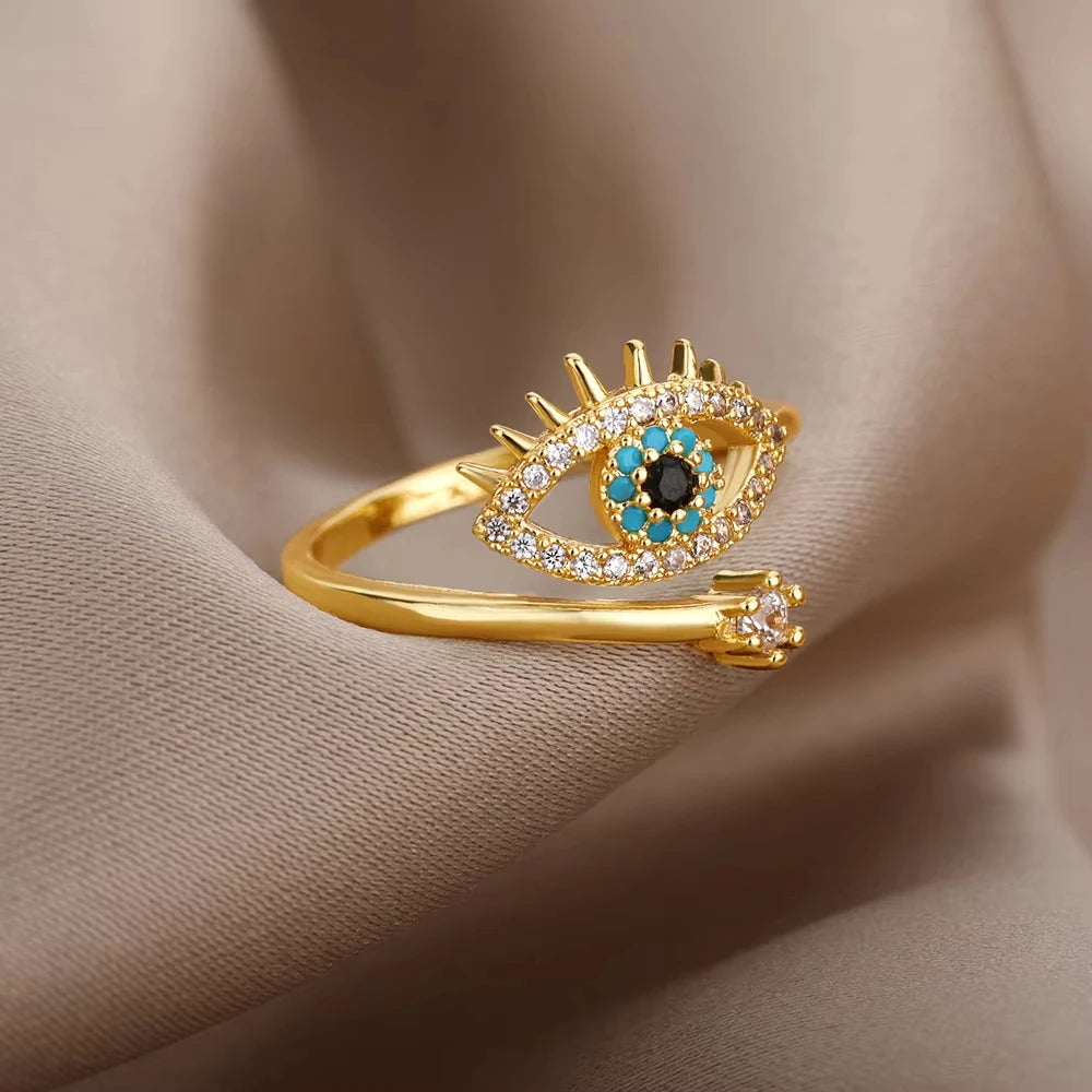 Luxury Zircon Evil Eye Adjustable Ring
