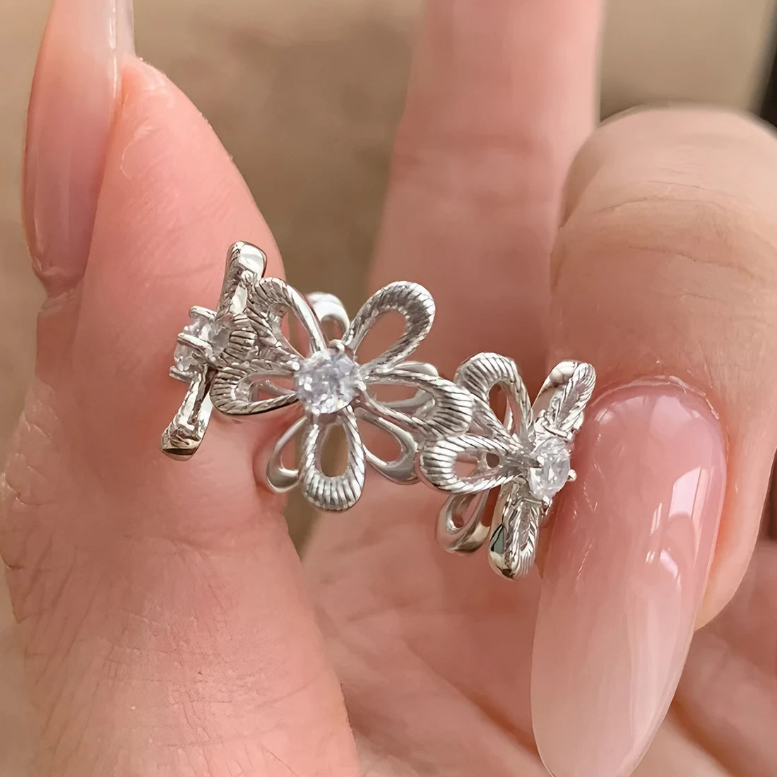 Korean Style Silver Heart Stackable Ring
