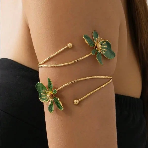 Boho Enamel Flower Open Armlet
