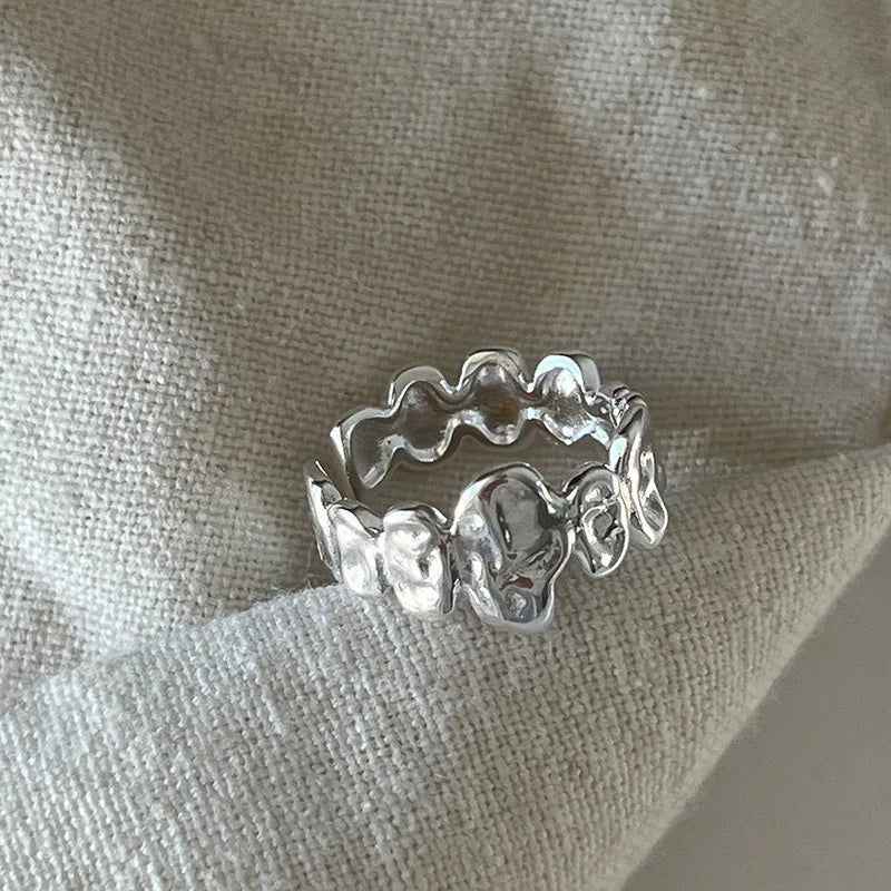 Punk Hollow Line Sterling Silver Ringtable  Jewelry