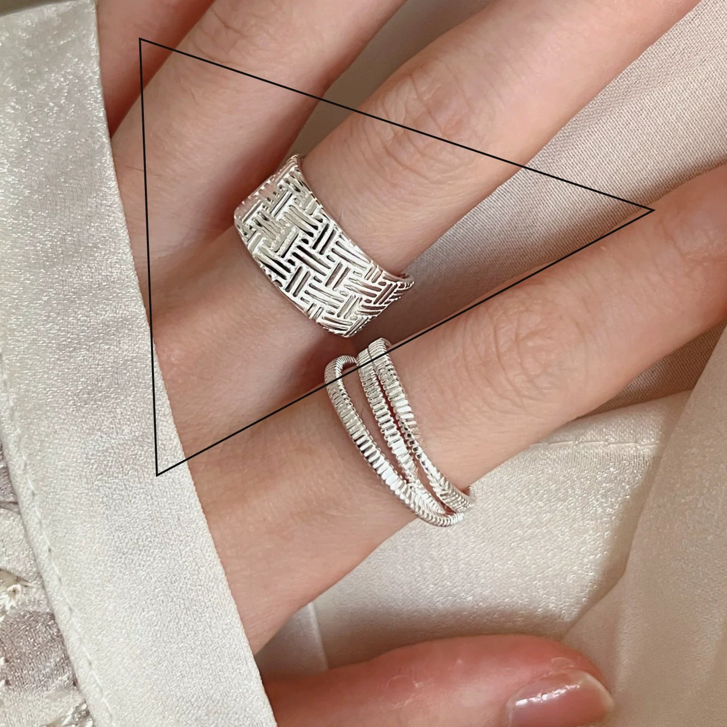 Korean Style Silver Heart Stackable Ring