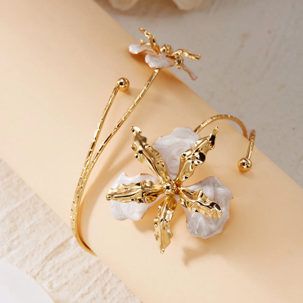 Boho Enamel Flower Open Armlet