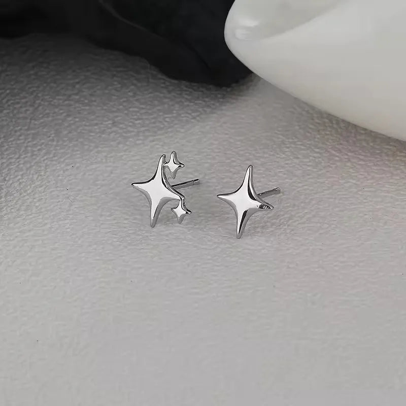 Minimalist Silver Star Tassel Chain Earrings