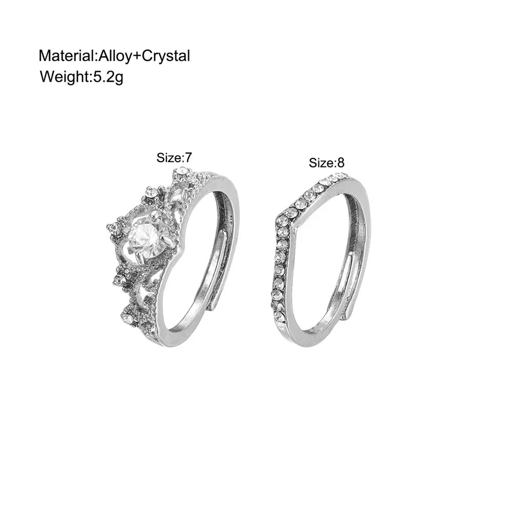 Fairy Sparkling Crown Ring Set