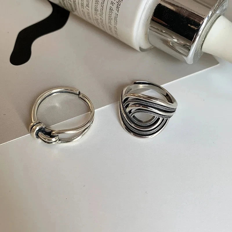Punk Hollow Line Sterling Silver Ringtable  Jewelry