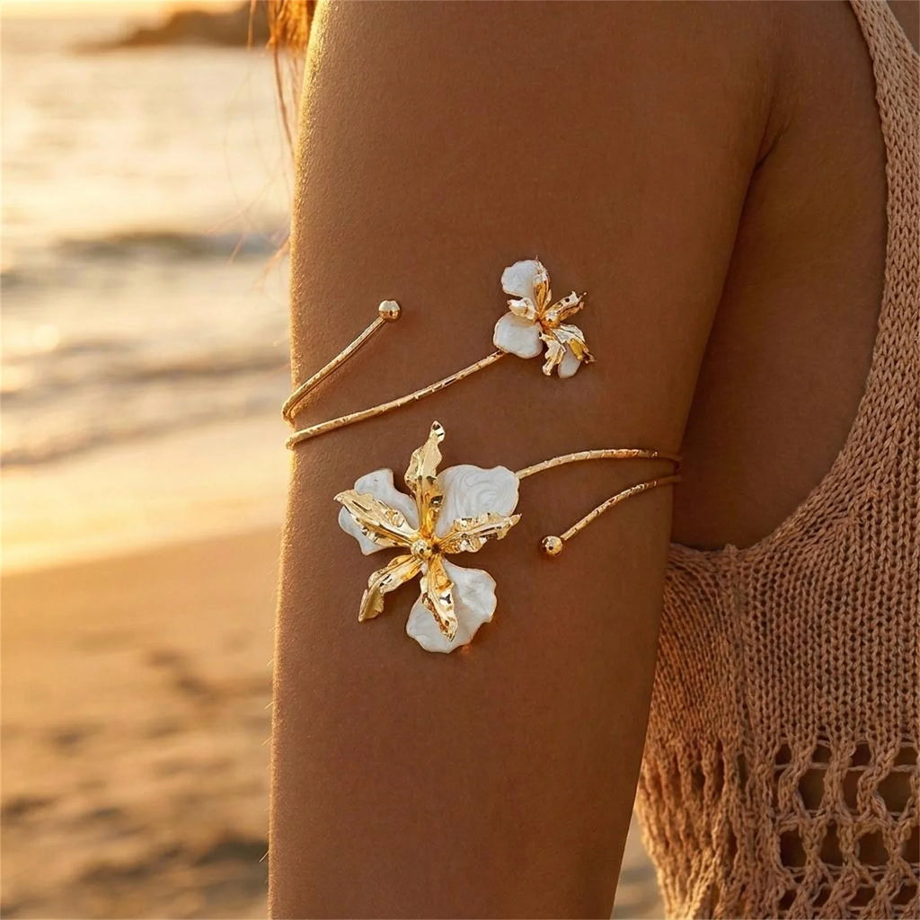 Boho Enamel Flower Open Armlet