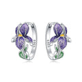 Purple Iris Sterling Silver Drop Earrings