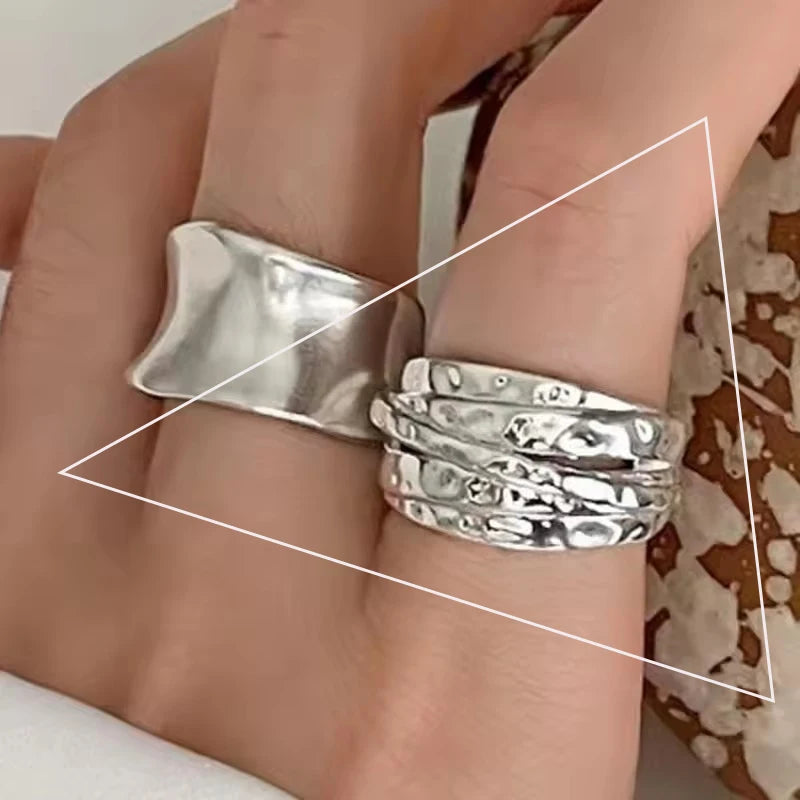 Punk Hollow Line Sterling Silver Ringtable  Jewelry