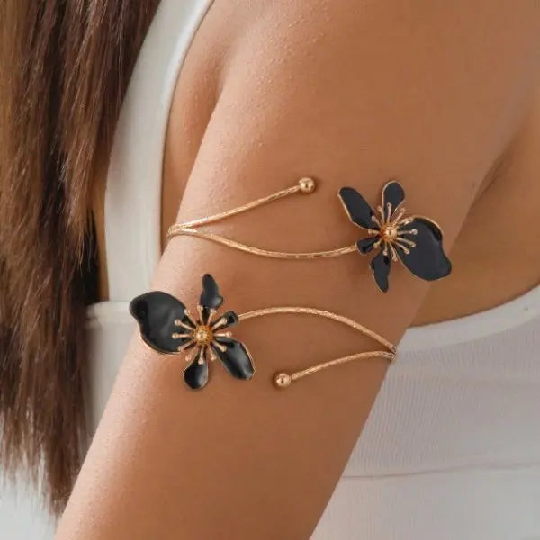 Boho Enamel Flower Open Armlet