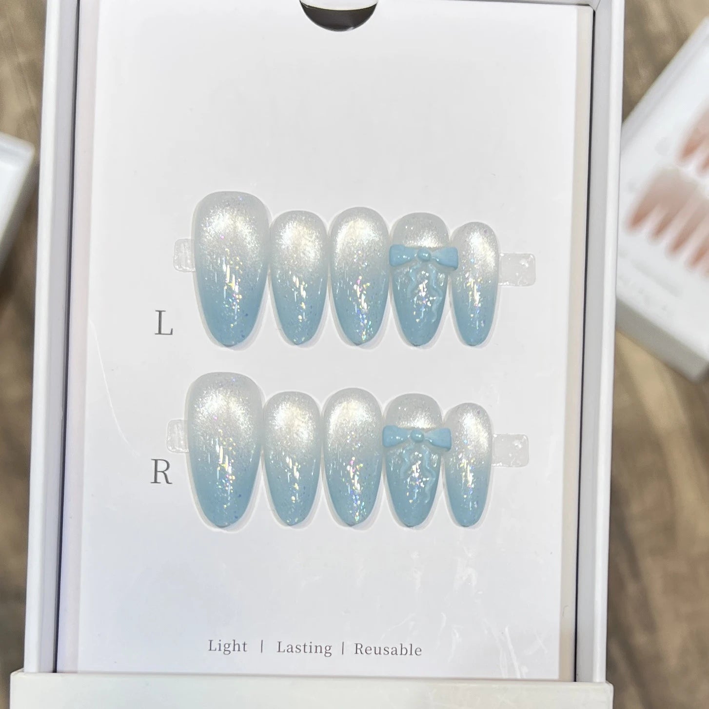 Light Blue Bow Press-On Nails