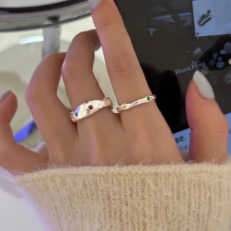Punk Hollow Line Sterling Silver Ringtable  Jewelry