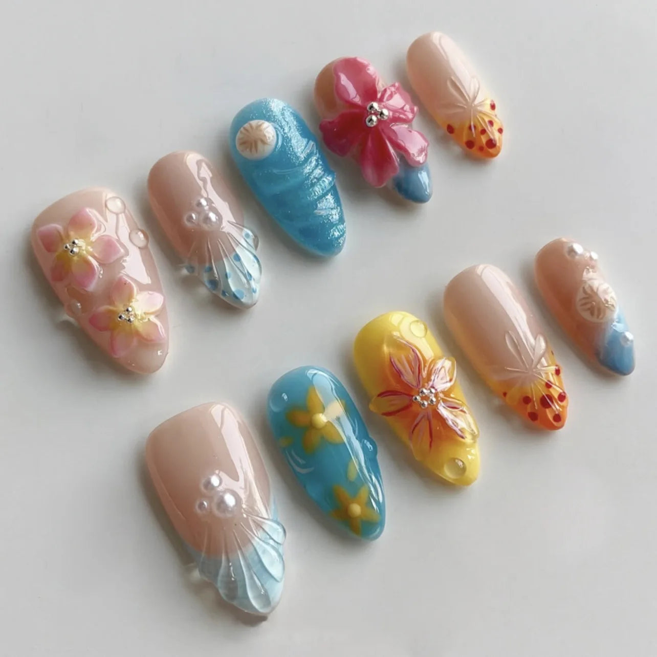Summer Full-Cover Press-On Nails