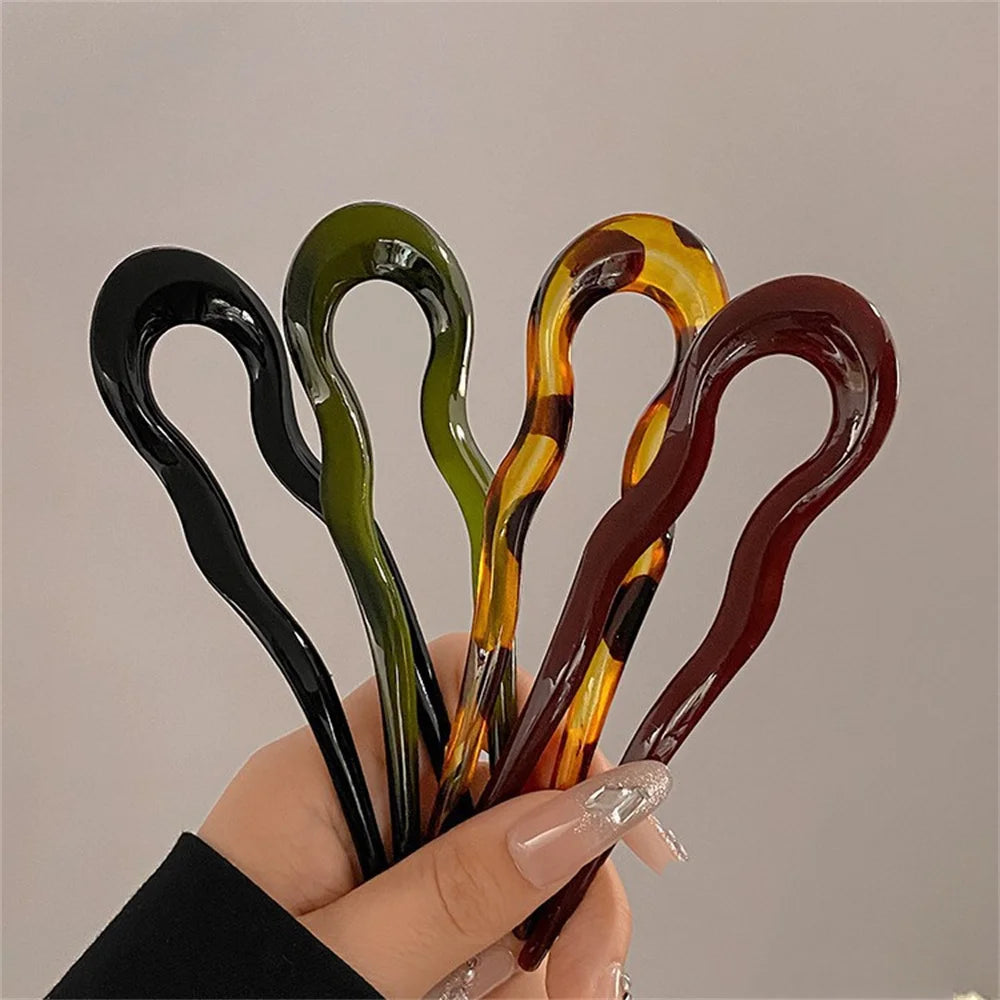 Elegant Tortoiseshell U-Shaped Hair Fork