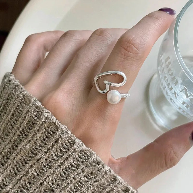 Korean Style Silver Heart Stackable Ring